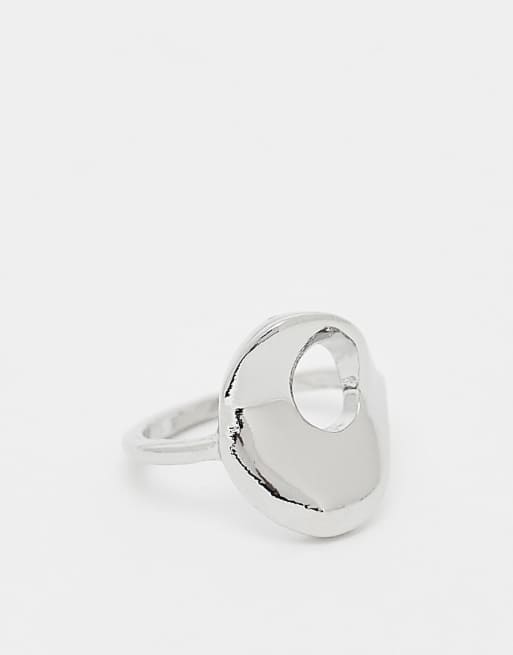 ASOS DESIGN sculptural ring in silver tone