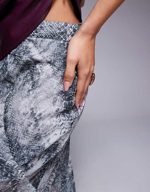ASOS DESIGN Sheer Maxi Skirt In Snake Print