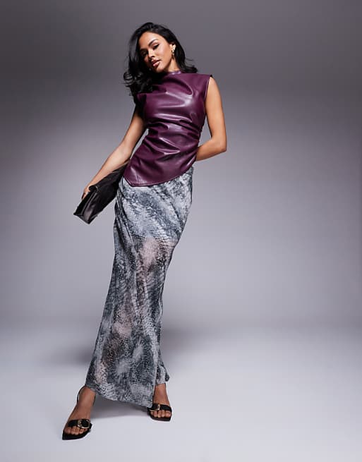 ASOS DESIGN sheer maxi skirt in snake print