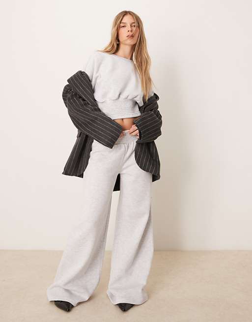 ASOS DESIGN Shirred Blouson Sweat In Grey Marl