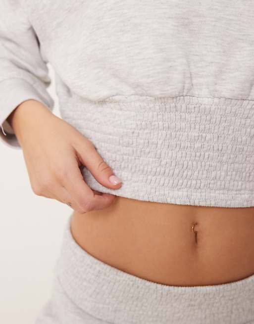 ASOS DESIGN Shirred Blouson Sweat In Grey Marl