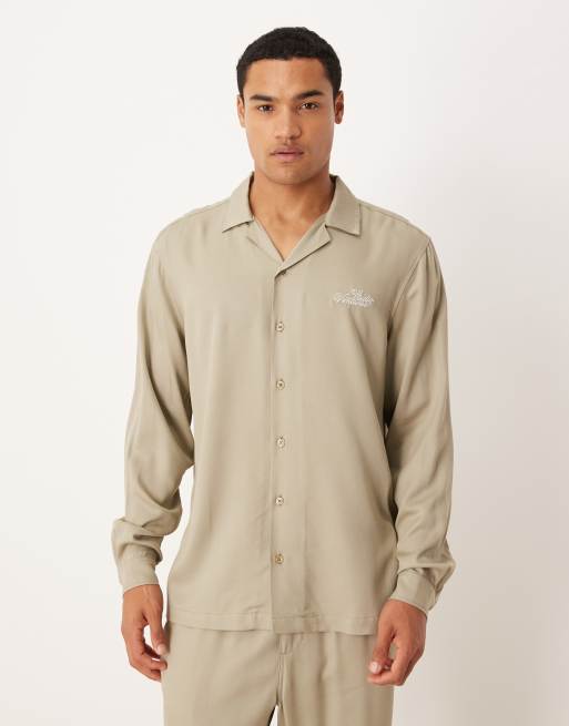 ASOS DESIGN Shirt & Trouser Co-ord In Khaki