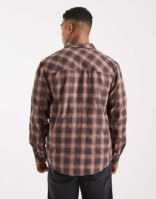 ASOS DESIGN Shirt With Pocket In Brown Check