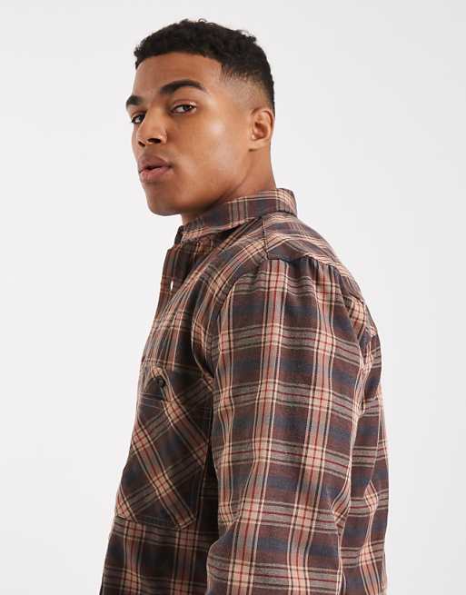 ASOS DESIGN Shirt With Pocket In Brown Check