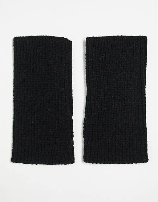 ASOS DESIGN short rib palmwarmer in black