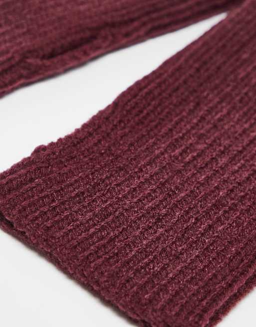 ASOS DESIGN Short Rib Palmwarmer In Burgundy
