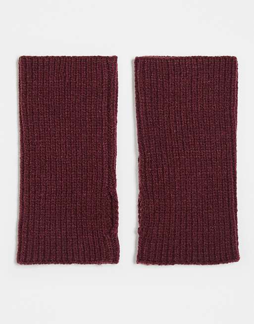 ASOS DESIGN short rib palmwarmer in burgundy
