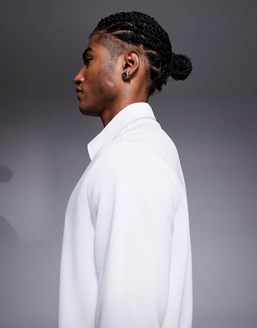 ASOS DESIGN Short Sleeved Half Zip Polo In White