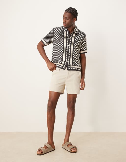 ASOS DESIGN Shorter Length Skinny Chino Shorts In Stone