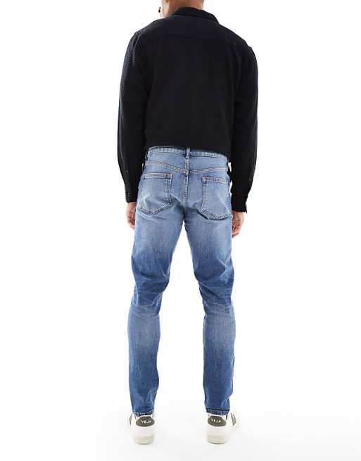 ASOS DESIGN Skinny Jeans In Mid Wash Blue