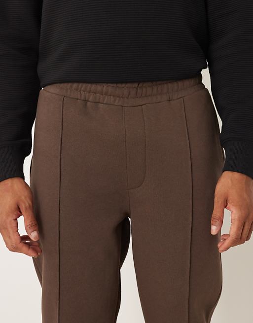 ASOS DESIGN Skinny Jogger With Pintucks In Brown
