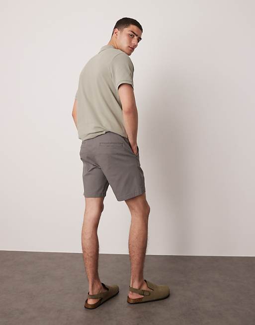 ASOS DESIGN Skinny Mid Length Chino Shorts In Grey