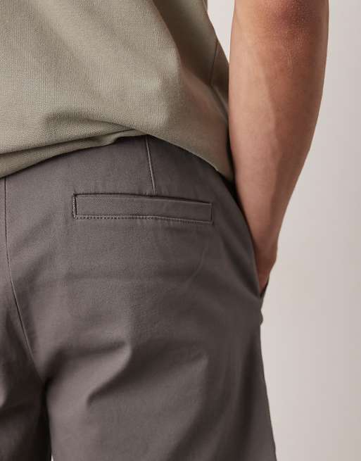 ASOS DESIGN Skinny Mid Length Chino Shorts In Grey