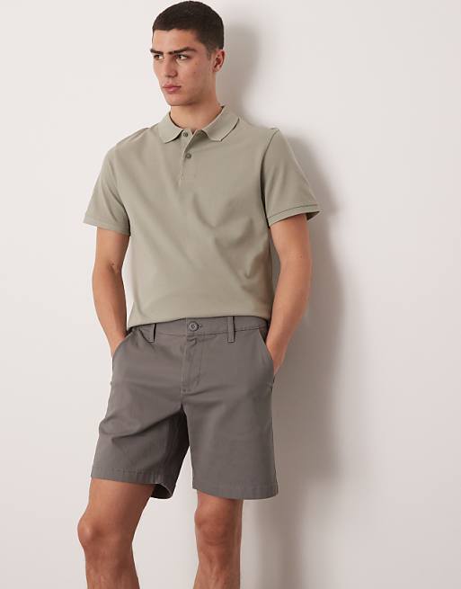 ASOS DESIGN Skinny Mid Length Chino Shorts In Grey