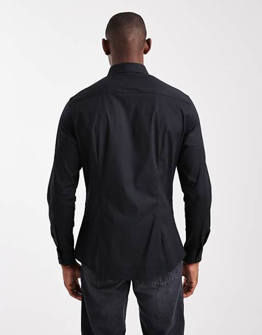 ASOS DESIGN Skinny Stretch Work Shirt In Black