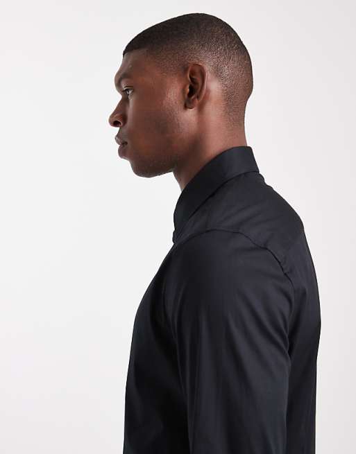 ASOS DESIGN Skinny Stretch Work Shirt In Black