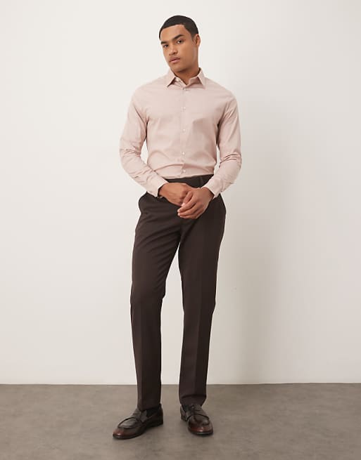 ASOS DESIGN Skinny Stretch Work Shirt In Light Pink