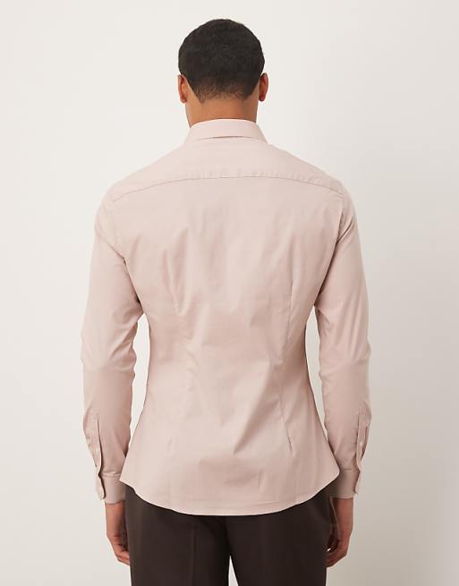 ASOS DESIGN Skinny Stretch Work Shirt In Light Pink
