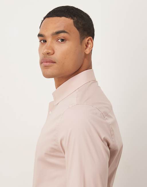 ASOS DESIGN Skinny Stretch Work Shirt In Light Pink