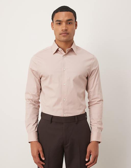 ASOS DESIGN skinny stretch work shirt in light pink