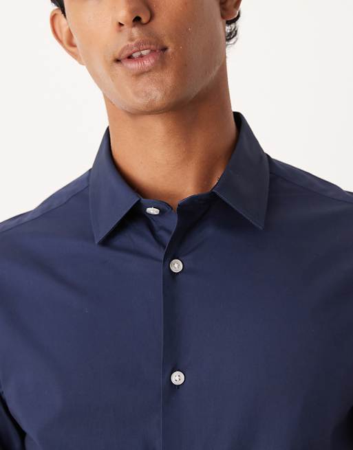 ASOS DESIGN Skinny Stretch Work Shirt In Navy