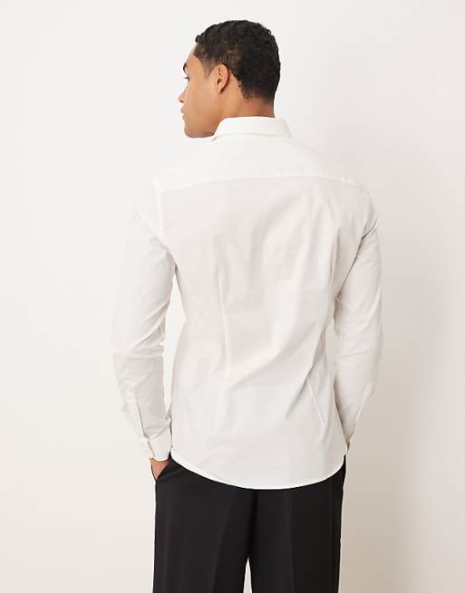 ASOS DESIGN Skinny Stretch Work Shirt In White