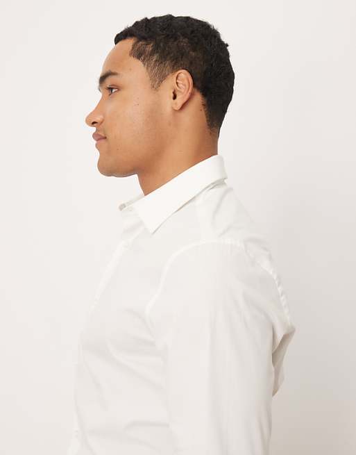 ASOS DESIGN Skinny Stretch Work Shirt In White