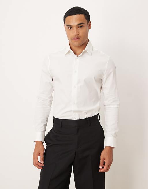 ASOS DESIGN skinny stretch work shirt in white