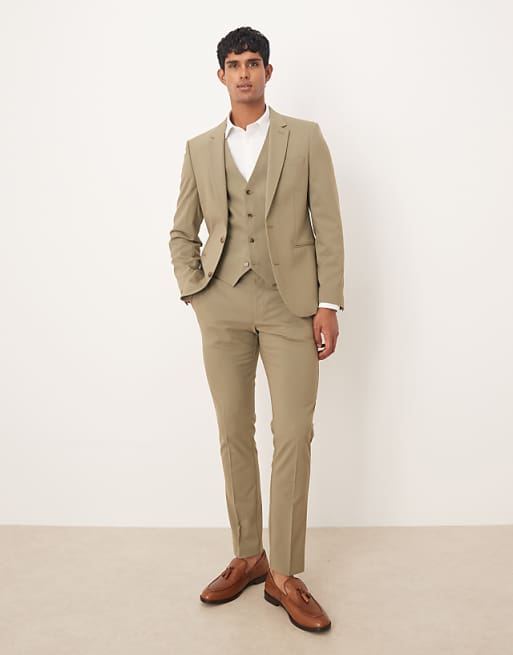 ASOS DESIGN skinny suit in khaki colour
