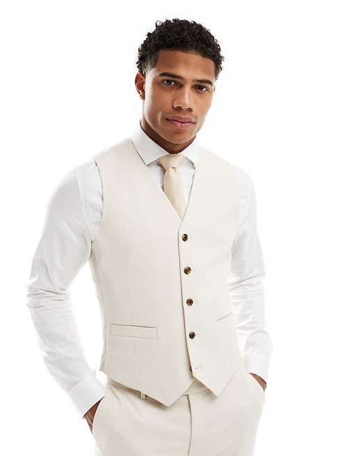 ASOS DESIGN Skinny Suit In Stone Textured Basketweave