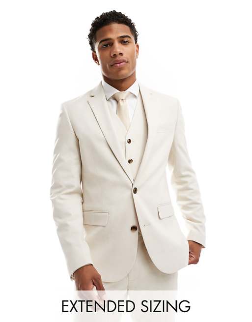 ASOS DESIGN Skinny Suit In Stone Textured Basketweave