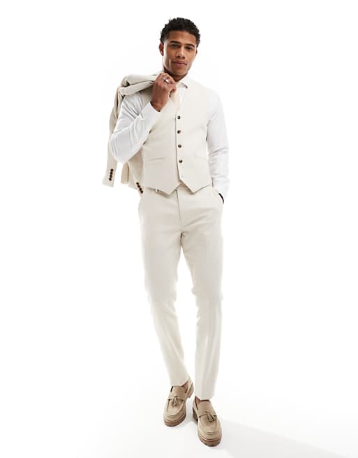 ASOS DESIGN skinny suit in stone textured basketweave