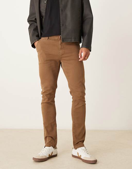 ASOS DESIGN skinny trousers in brown