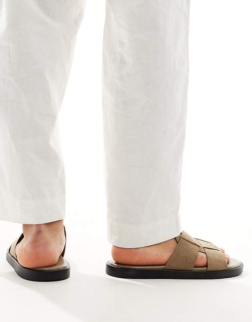 ASOS DESIGN Slider Sandals In Beige