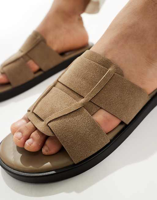 ASOS DESIGN Slider Sandals In Beige