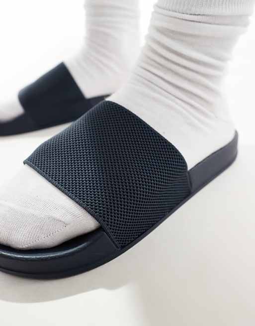 ASOS DESIGN Sliders In Navy With Knitted Strap