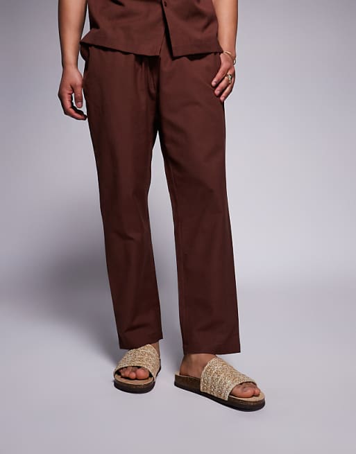ASOS DESIGN Sliders Sandals With Woven Strap In Stone