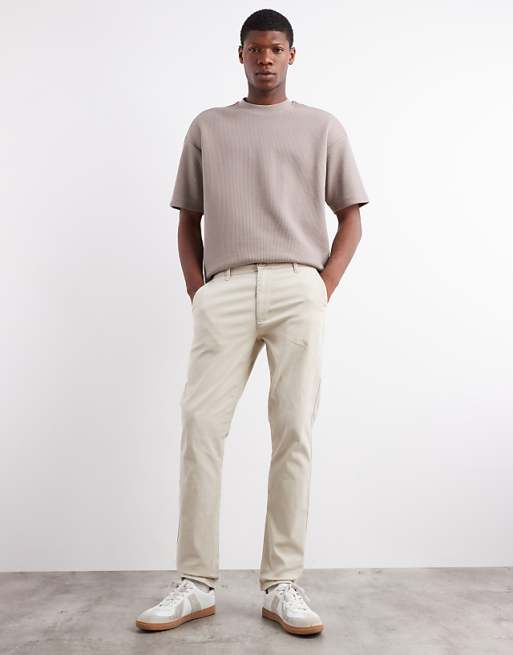 ASOS DESIGN slim chinos in stone