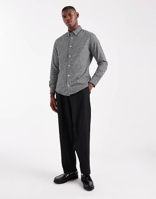 ASOS DESIGN Slim Fit Check Shirt In Black
