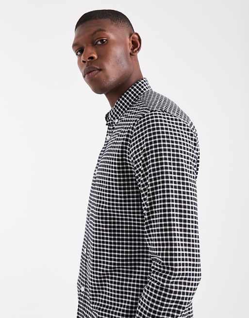 ASOS DESIGN Slim Fit Check Shirt In Black
