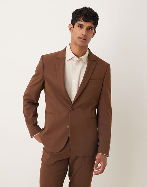 ASOS DESIGN Slim Fit Suit In Brown