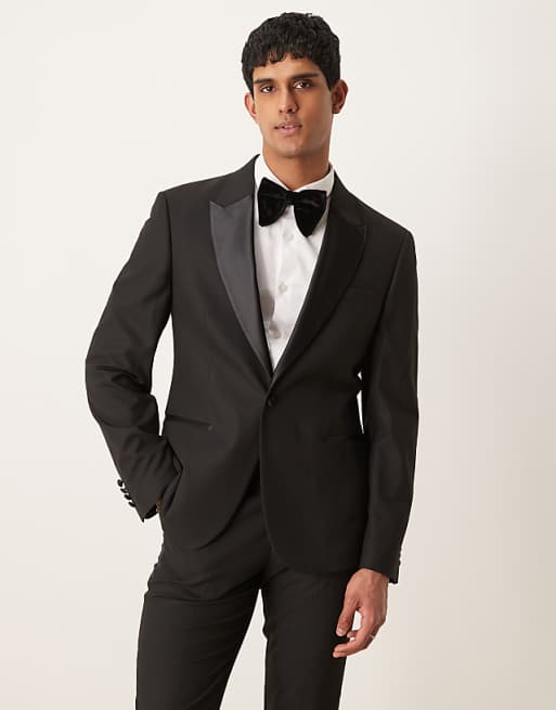 ASOS DESIGN slim fit tuxedo jacket in black