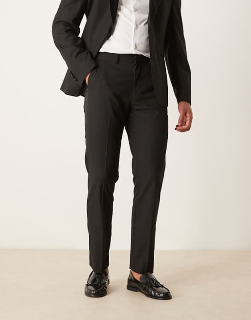 ASOS DESIGN Slim Fit Tuxedo Trousers In Black