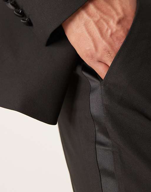 ASOS DESIGN Slim Fit Tuxedo Trousers In Black
