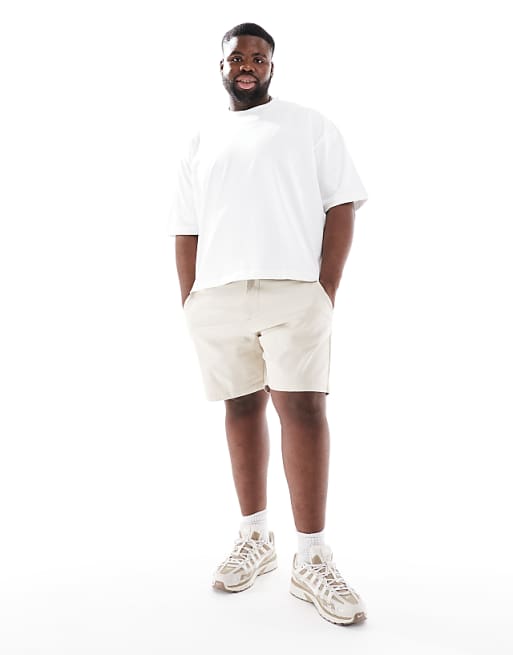 ASOS DESIGN Slim Mid Length Chino Bermuda Shorts In Stone