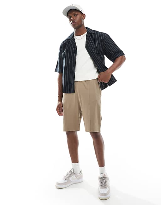 ASOS DESIGN slim pique short in khaki