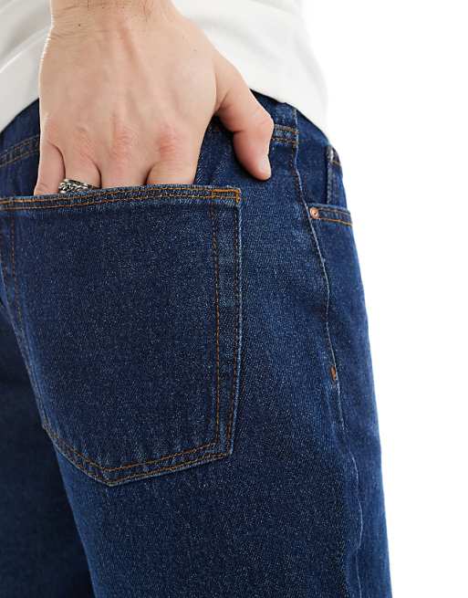 ASOS DESIGN Slim Regular Length Denim Short In Indigo Wash