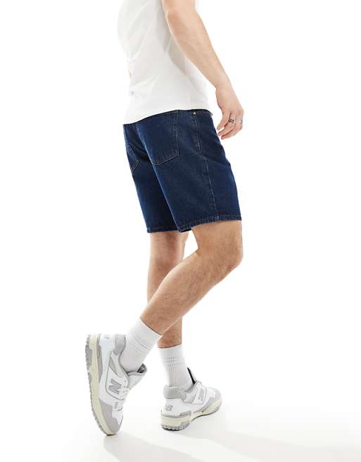 ASOS DESIGN Slim Regular Length Denim Short In Indigo Wash