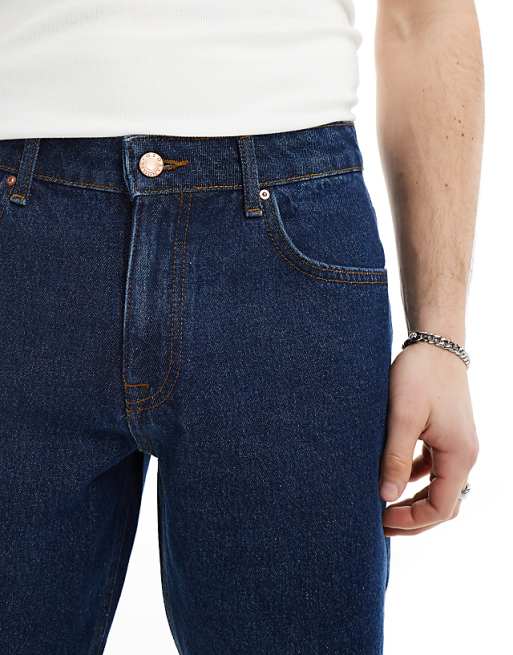 ASOS DESIGN Slim Regular Length Denim Short In Indigo Wash