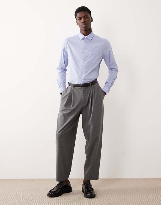 ASOS DESIGN Slim Shirt In Blue Micro Check